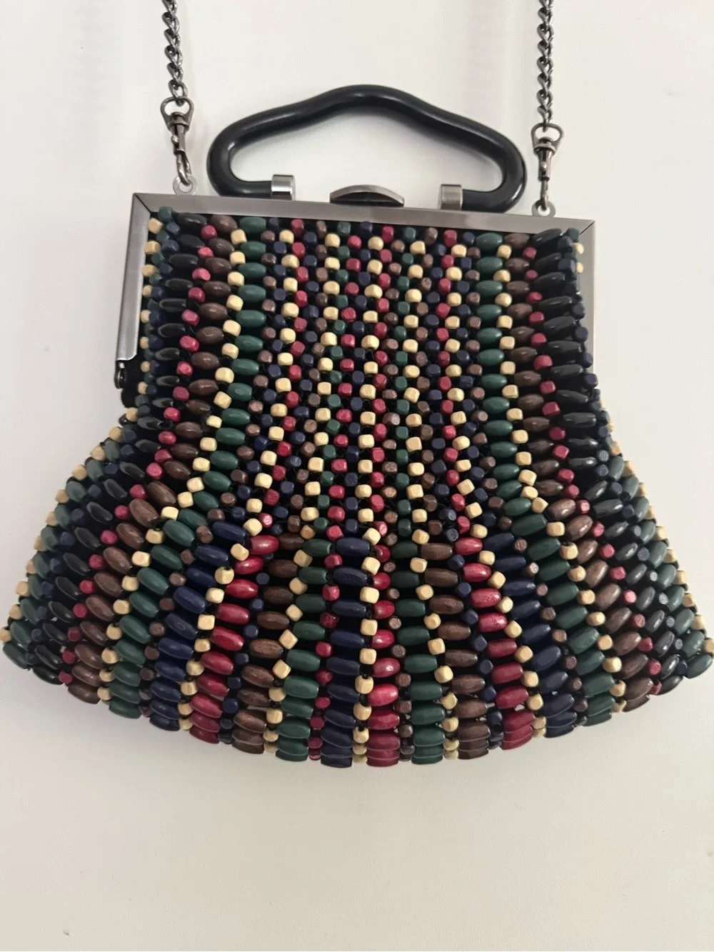Patricia Nash Almarza Small Forest Bead Wood Clutch/Shoulder Bag